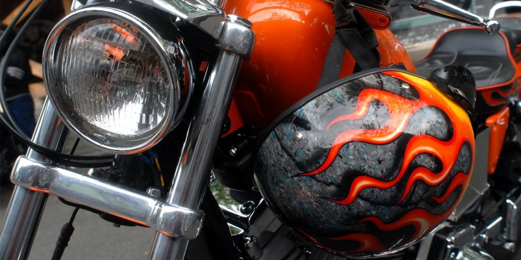 Motorcycle with painted flames