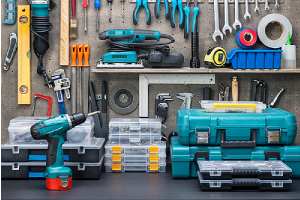 Garage tools set. For DIY classic car restoration, it must meet the current legal standards.