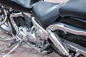 a custom motorcycle seat with black leather