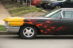 car that has been customized at a auto body shop