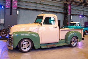 tan and green truck restoration done to look better